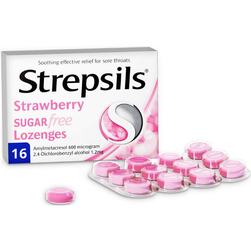 Strepsils Strawberry Sugar Free (36 Lozenges) glamitup.pk